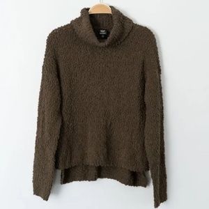 Bobeau Olive Green Popcorn Knit Turtleneck